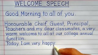 Welcome Speech in English for Chief Guest | Neat and Clean handwriting