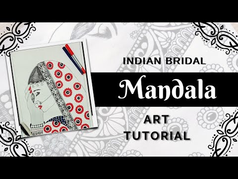How to draw a Traditional Bride || Easy sketch for beginners || Indian Bride || Mandala with Shivi