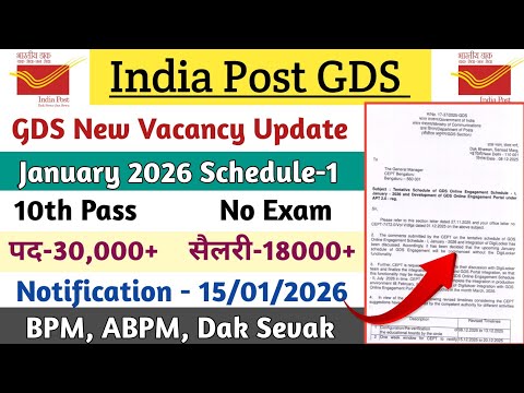 GDS New Vacancy January 2026 Schedule-1 Descriptive Notification - Will be released on 15/01/2026