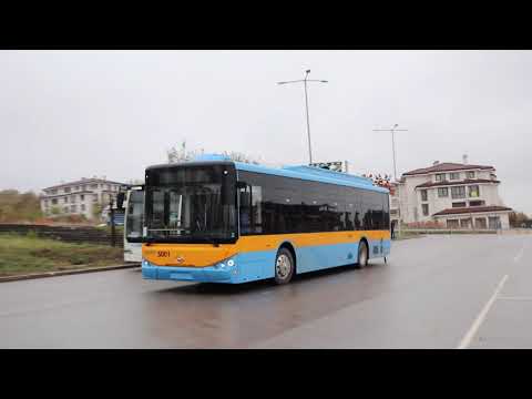 Electrobus Higer KLQ6125GEV3 on a test run in Sofia