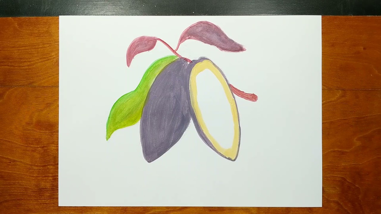 How to draw COCOA FRUIT with watercolor  #howtodraw #cocoa #fruit #chocolate