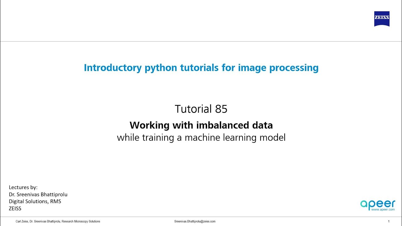 Tutorial 85 - Working with imbalanced data during machine learning training