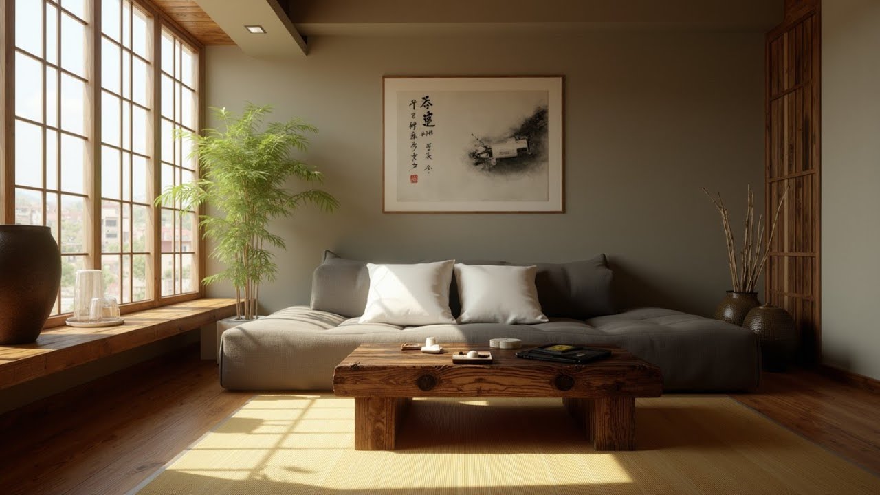 Unwind & Focus - Luxury Japanese Living Room with Relaxing Jazz Music for Study/Work