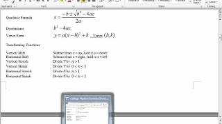 Col. Alg. 2.5 Webwork HW Help