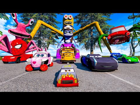 ALL MONSTERS Big & Small Cars vs Downhill Madness with MONSTERS CAR BUS BeamNG.Drive
