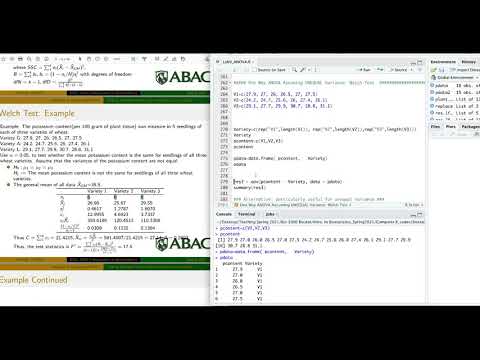 Introduction to Biostatistics: One way ANOVA with unequal Variance (Welch Test) Using R