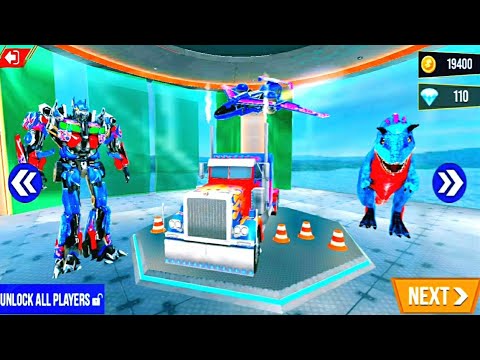 Optimus Prime Multiple Transformation of Dinosaur & Jet–Police Robot Truck Transformer Gameplay#2