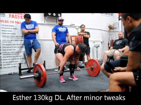 PTC Sydney -  Esther Deadlift 105 to 130kg minor technical tweaks and progamming