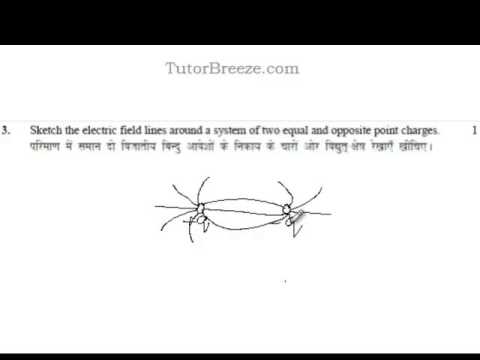 Q 19 of 100  sketching electric field lines around a postive and negative charge
