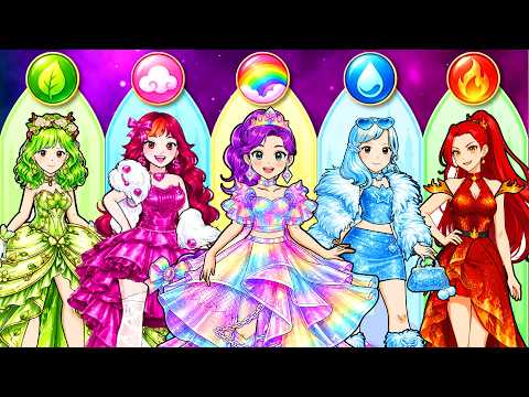 Huntrix: Rumi, Zoey & Mira Turn Into Elements Fashion! | DIY Fashion Paper Dolls