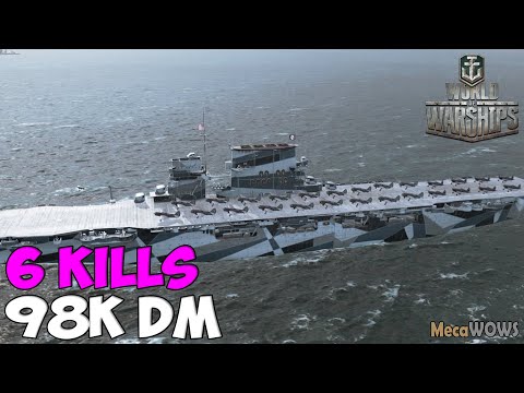 World of WarShips | Lexington | 6 KILLS | 98K Damage - Replay Gameplay 1080p 60 fps