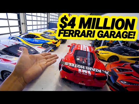 Inside a $4 MILLION FERRARI RACE CAR GARAGE! (Ferrari 488 GT3, 458 Challenge Evo, 430 Challenge)