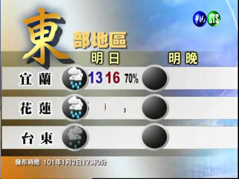 一月二日華視晚間氣象