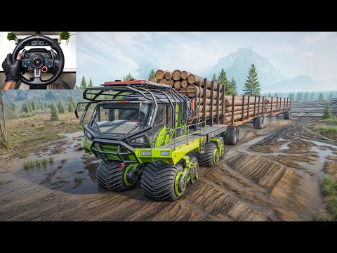 Extreme Multiple Logs Trailers Haul With ANK XM75 | SnowRunner | Logitech G29 Gameplay | #1045