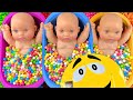 Full Of 3 Rainbow BathTubs Candy With M M S Magic Slime Cutting Video