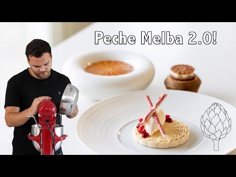 Peche melba 2.0 dessert! Peach with almond & raspberry | With my own signature mold!