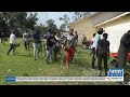 Moss Point Football Team Helps Clean Up Debris