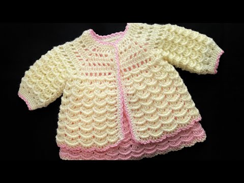 Easy crochet cardigan sweater, coat or jacket for baby girl EASY CROCHET PATTERN 0-3m + more sizes