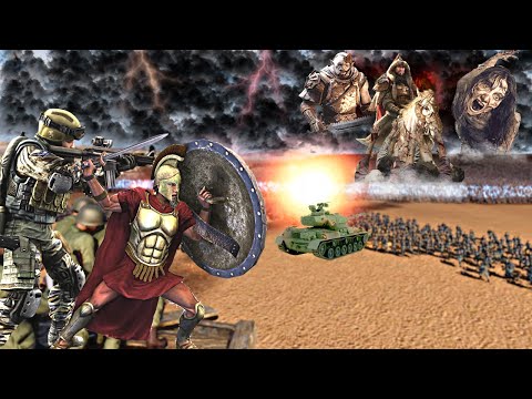 SPECIAL FORCES RUSH TO THE AID OF GENGHIS KHAN CORNERED BY SAURON - Epic Battle Simulator 2 - UEBS 2