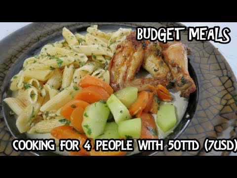 Cooking for 4 people with 50TTD (7USD) | Budget Meals | Wings | Veggies | Pasta | Trinidad Cooking
