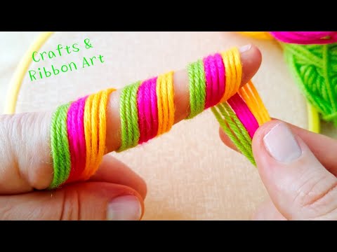 Superb 💖🌟 Amazing Woolen Flower Craft Ideas with Finger - Hand Embroidery Beautiful Flower Design