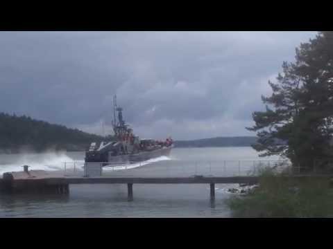 The Swedish veteran warship "Missileboat R142 Ystad" in full action