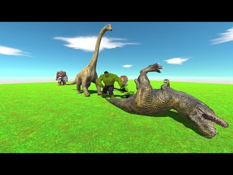Hulk warrior, Hulk vs 4 T rex , brachiosaurus, spinosaurus. khủng long bạo chúa.