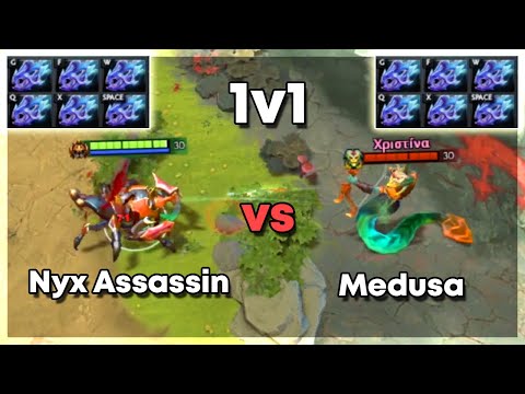 Nyx Assassin vs Medusa with 6x Moonshards - Dota 2 1v1
