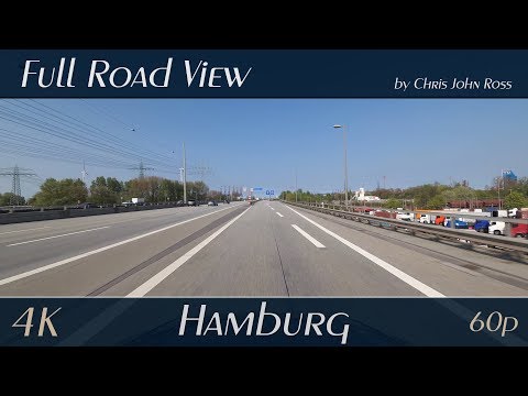Hamburg, Germany: Autobahn (A7), Hausbruch - Waltershof - 4K (UHD/2160p/60p) Video