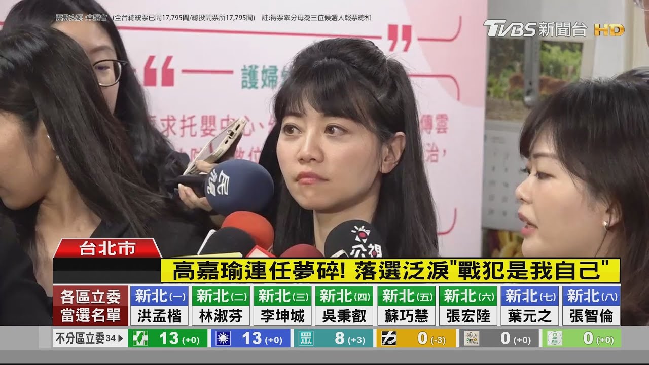 高嘉瑜連任夢碎！　落選泛淚「戰犯是我自己」