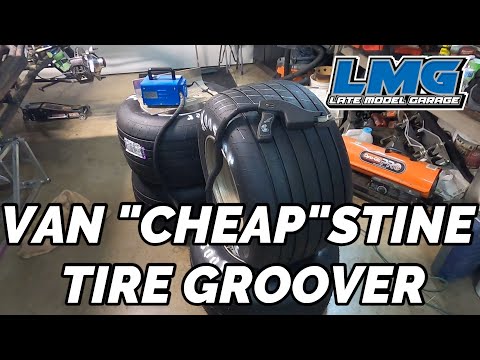 NEW HOOSIER DIRT LATE MODEL TIRES!! GROOVING AND SIPING WITH OUR VAN CHEAPSTINE GROOVER!!