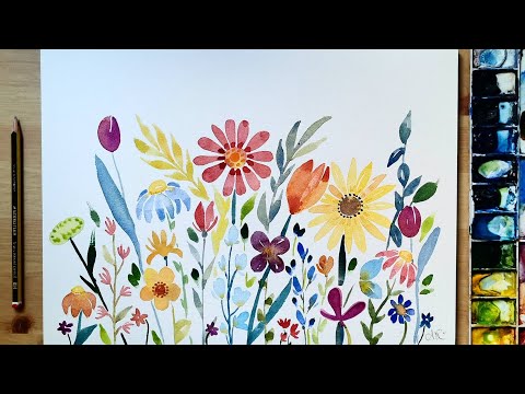 SUPER SIMPLE watercolor floral composition tutorial step by step