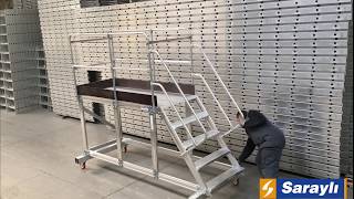SARAYLI - Alüminyum Endüstriyel Tekerlekli Korkuluklu Platform