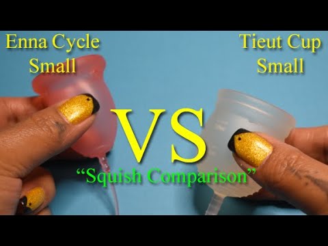 Enna Cycle vs Tieut Cup SMALL Menstrual Cup Squish
