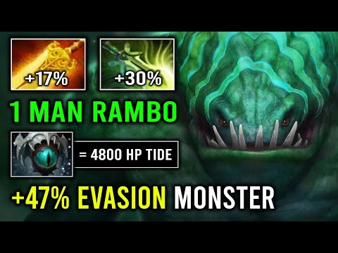 1 MAN RAMBO +47% Evasion Butterfly Radiance Tidehunter 1v5 Kraken Monster Dota 2