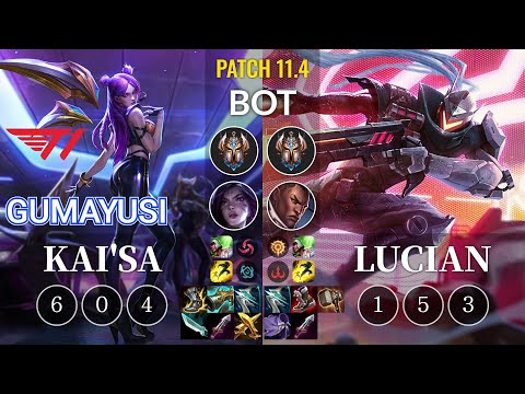T1 Gumayusi Kai'Sa vs Lucian Bot - KR Patch 11.4
