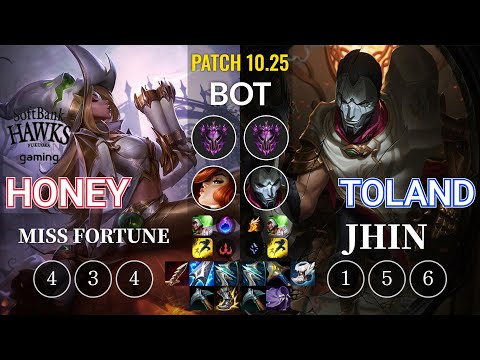 SHG Honey Miss Fortune vs TolanD Jhin Bot - KR Patch 10.25