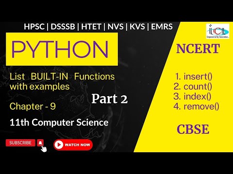 Python List Built In Function Part2 Insertcountindex Pythontutorialforbeginners Python3