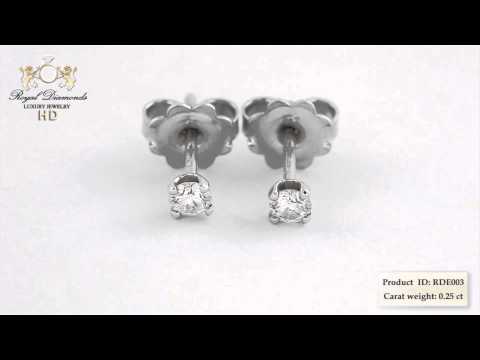 Ohrringe - RDE003W - 18kt Weissgold Ohrstecker mit runden Brillantschliff Diamanten