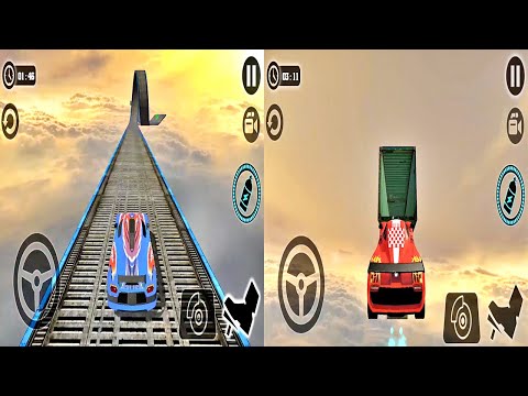 Impossible Car Tracks 3D Blue & Red Cars Driving Simulator Levels (9,10,11,12) - Androi GamePlay