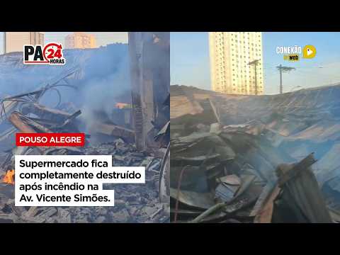 Vídeo: Supermercado fica completamente destruído após incêndio na Av. Vicente Simões.