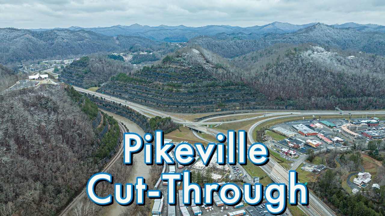 Aerial view at the Pikeville Cut-Through in Pikeville, Kentucky (4K)