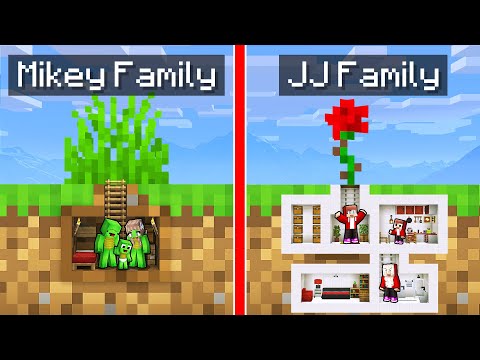 Mikey Family vs JJ Family Tiny Underground Base in Minecraft (Maizen)