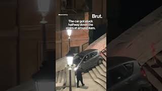 Elderly man gets stuck driving down Rome's Spanish Steps