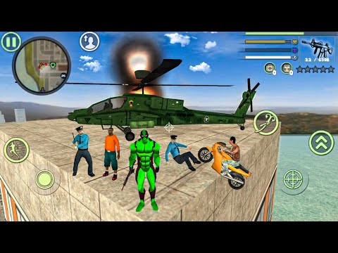 Green Deadpool Rope Hero Vice Town #28 - New Military Helipad - Android Gameplay
