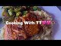 COOKING WITH TT Honey Teriyaki Glazed Salmon HomeMade Mashed Potatoes And Brussel Sprouts