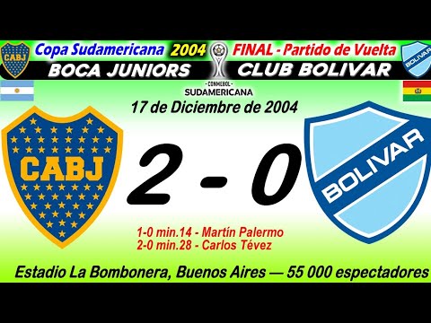 Boca Juniors (ARG) 2 x O Bolívar (BOL) Final Copa Sul Americana 2OO4 _ JOGO COMPLETO