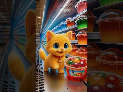 Cute Kitten’s Big Summer Treat — A Giant Jelly Party to Share with Friends! 💖☀️🍮 #spla9