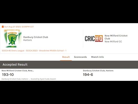 DCC VS New Milford CC SCTCA T40