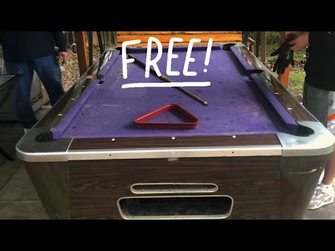 REFURBISHING A FREE POOL TABLE!! BEFORE AND AFTER!!